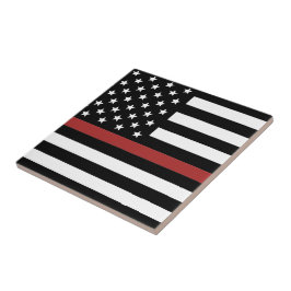 Firefighter Thin Red Line America Flag Fire Rescue Fliese