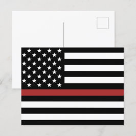 Firefighter Thin Red Line America Flag Fire Rescue Postkarte