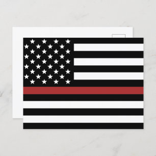 Firefighter Thin Red Line America Flag Fire Rescue Postkarte