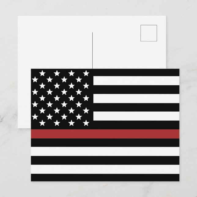 Firefighter Thin Red Line America Flag Fire Rescue Postkarte (Vorne/Hinten)