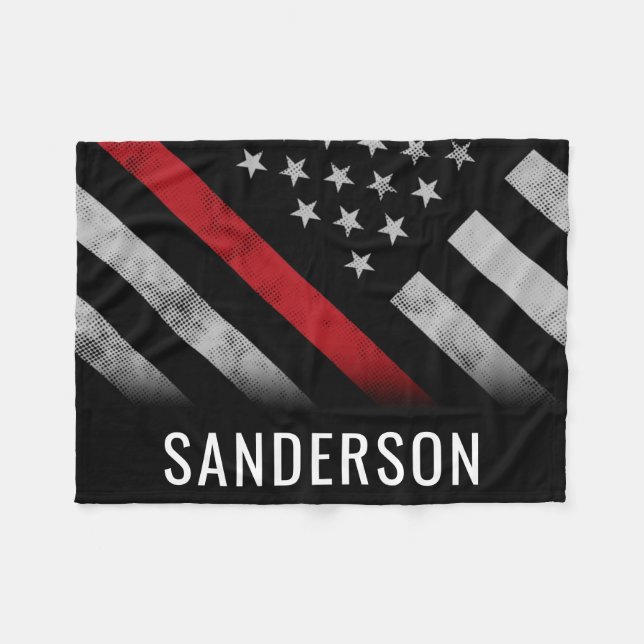 Firefighter Thin Red Line American Flag Feuerwehrm Fleecedecke (Vorderseite (Horizontal))