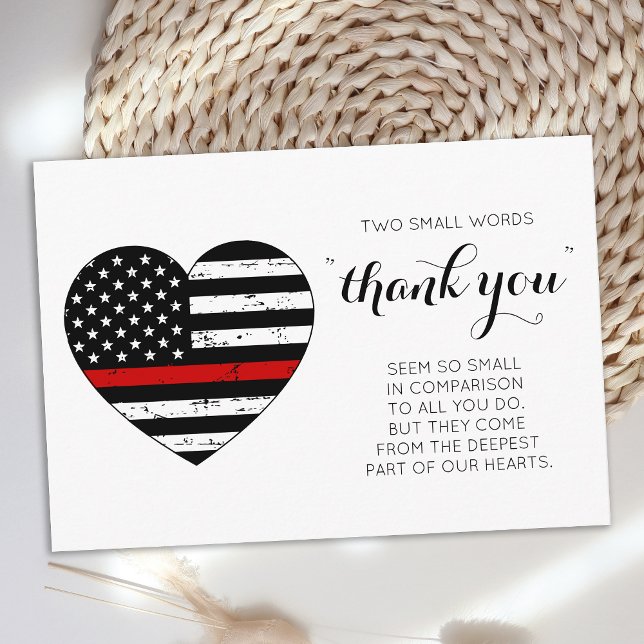 Firefighter Thin Red Line American Flag Herz Dankeskarte (Von Creator hochgeladen)