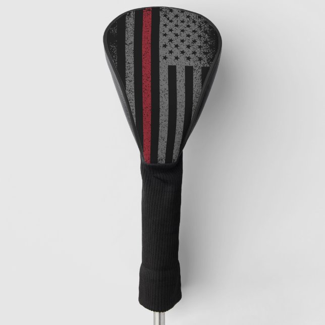 Firefighter Thin Red Line Amerikanische Flagge Golf Headcover (Vorderseite)
