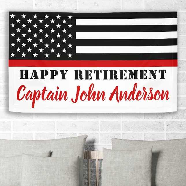 Firefighter Thin Red Line Flag Happy Retirement Banner (Von Creator hochgeladen)