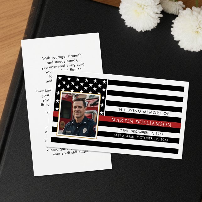 Firefighter Thin Red Line Flag Photo Prayer Card (Von Creator hochgeladen)