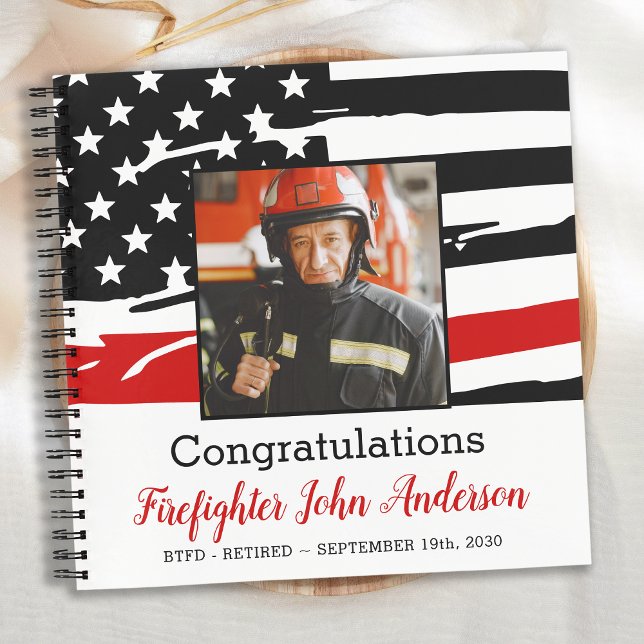 Firefighter Thin Red Line Foto Retirement Guest Notizbuch (Von Creator hochgeladen)