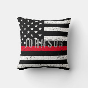 Firefighter Thin Red Line mit Namen Kissen