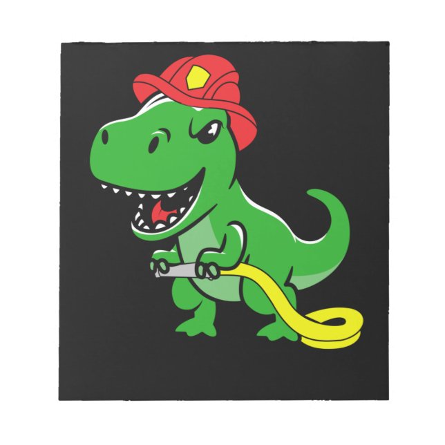 Firefighter Trex Dinosaur Kinder Fireman.Png Notizblock (Vorderseite)