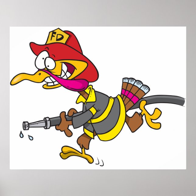 Firefighter Turkey with Hose Poster (Vorne)
