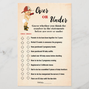 Firefighter über oder unter der Baby-Duschkarte Flyer