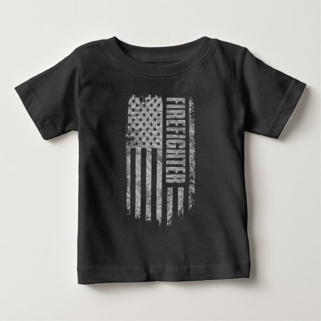 Firefighter USA Flag Distressed design Baby T-shirt (Vorderseite)