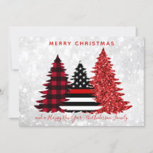 Firefighter Weihnachts-Rote Linie Karierter Glitze