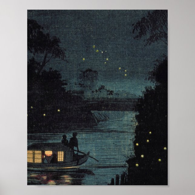 Fireflies bei Ochanomizu von Kobayashi Kiyochika Poster (Vorne)