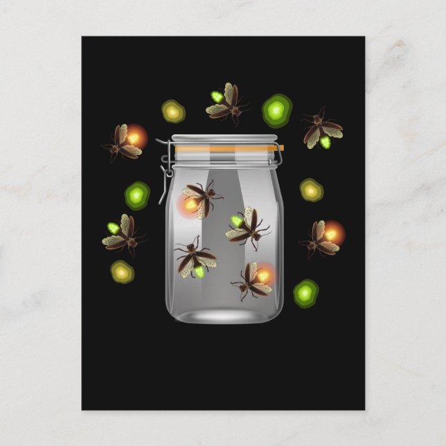 Fireflies Camping Insekten Postkarte (Vorderseite)