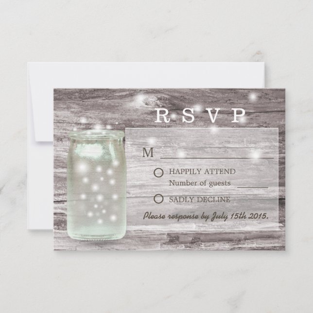 Fireflies Glows Mason Jar Wedding RSVP (Vorderseite)