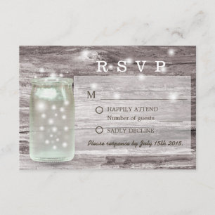 Fireflies Glows Mason Jar Wedding RSVP Karte