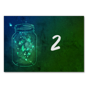 Fireflies in Jars-Greenleaf-Tischnummern-Karten Tischnummer