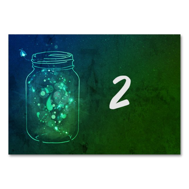 Fireflies in Jars-Greenleaf-Tischnummern-Karten Tischnummer (Rückseite)