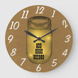 Fireflies in Mason Jar Große Wanduhr