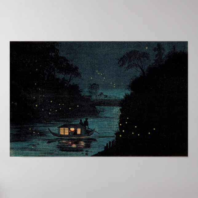 Fireflies in Ochanomizu von Kobayashi Kiyochika Poster (Vorne)