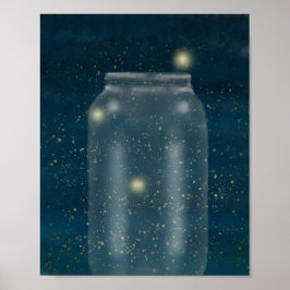 Fireflies & Jar Painting Poster