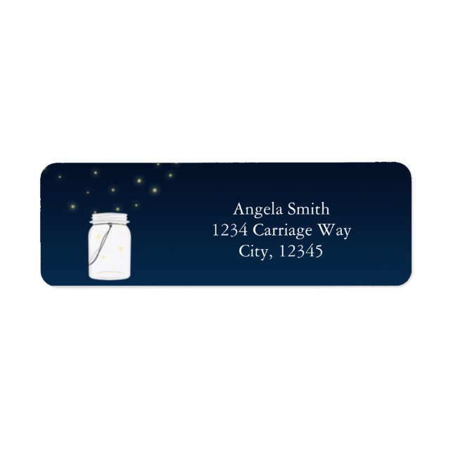 Fireflies Mason Jar Rustic Blue Address Labels (Vorne)