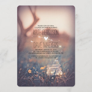 Fireflies Mason Jar Rustic Garden Couples Dusche Einladung