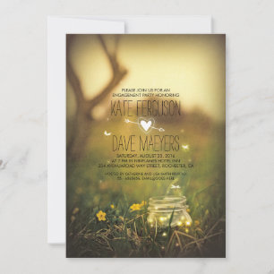 Fireflies Mason Jar Rustic Garden Engagement Party Einladung