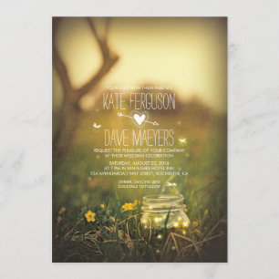 Fireflies Mason Jar Rustic Garden Wedites Einladung