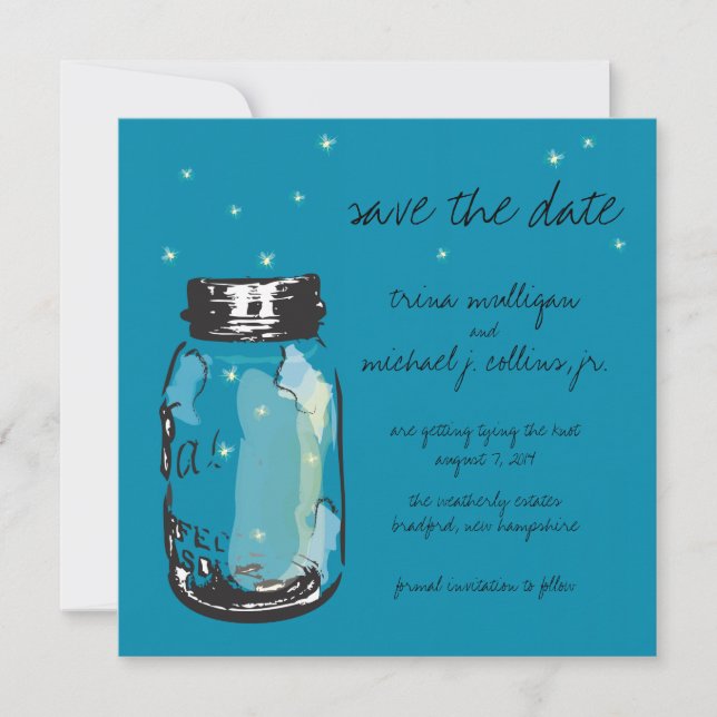 Fireflies & Mason Jar Save the Date (Vorderseite)