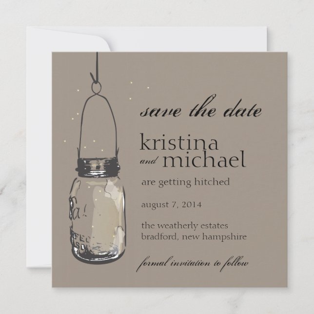 Fireflies & Mason Jar Save the Date (Vorderseite)