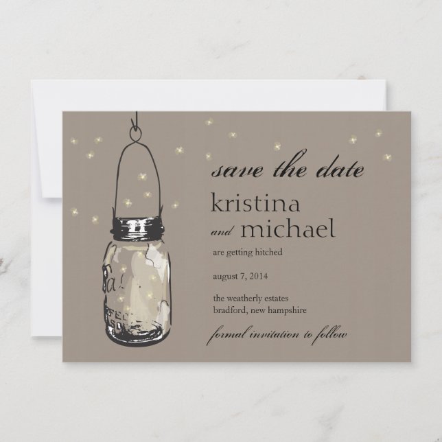 Fireflies & Mason Jar Save the Date (Vorderseite)