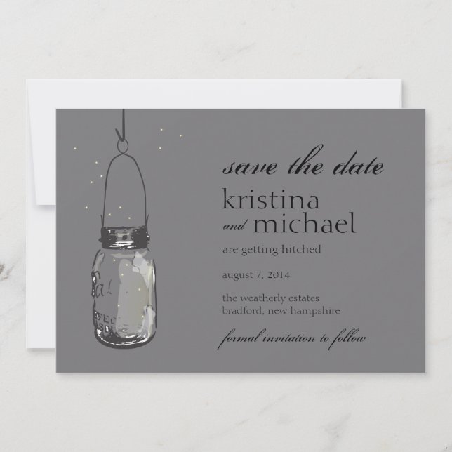Fireflies & Mason Jar Save the Date (Vorderseite)