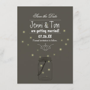 Fireflies Mason Jar Save the Date Einladungskarte Einladung