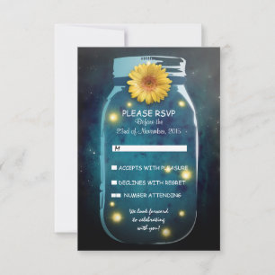 Fireflies & Mason Jar Whimsical Wedding RSVP Karte