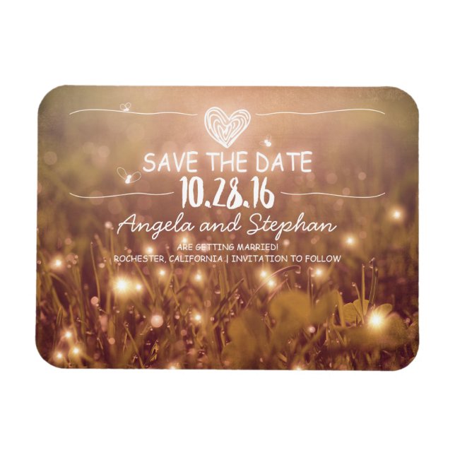 Fireflies Nature Whimsical Save the Date Magnet (Horizontal)