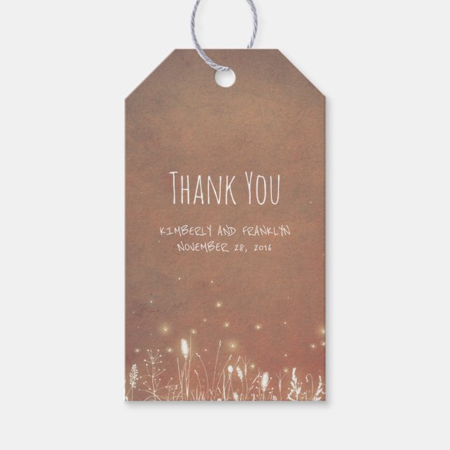 Fireflies Night Meadow Rustic Country Wedding Geschenkanhänger (Vorderseite)