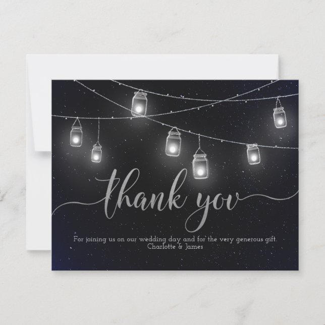 Fireflies und Mason Jar Lights Night Sky Vielen Da Dankeskarte (Vorderseite)
