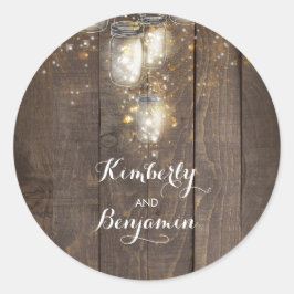 Firefly Lights Mason Jars Rustikale Hochzeit Runder Aufkleber
