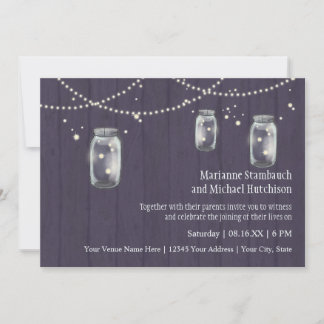 Firefly Mason Jar Rustic Country Night Hochzeiten Einladung