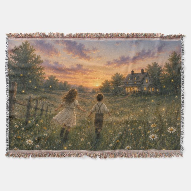 Firefly Meadow Farmhouse-Wurfdecke Decke (Vorderseite)