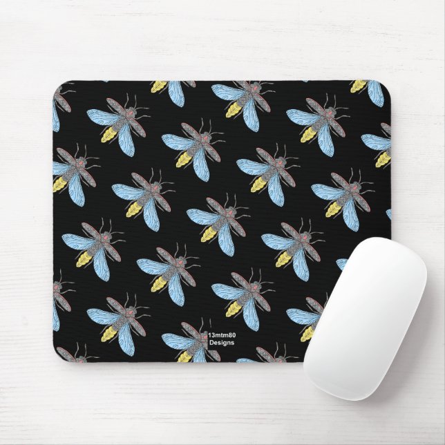 Firefly (Muster schwarz) - Maus-Pad Mousepad (Mit Mouse)
