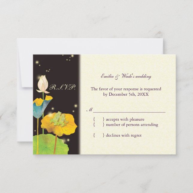 Firefly Night Niedlich Romantic Wedding RSVP Karte (Vorderseite)