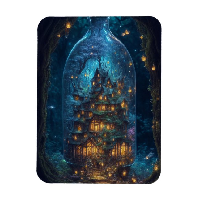 Firefly Village | Fantasy Digital Art Magnet (Vertikal)