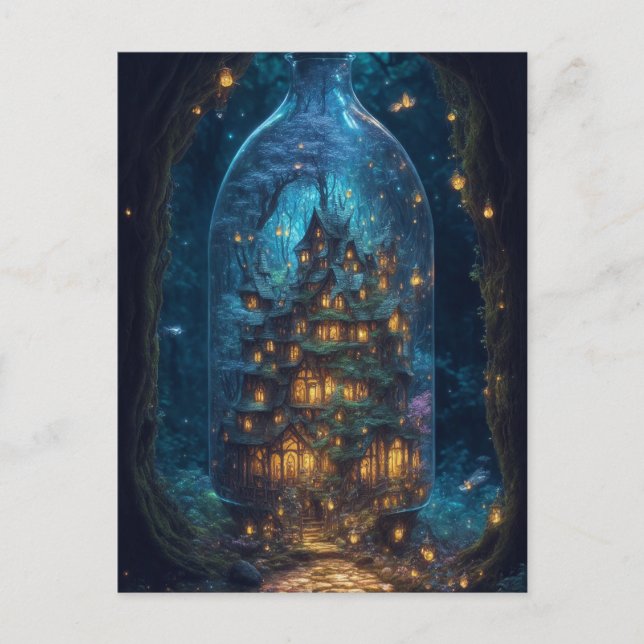 Firefly Village | Fantasy Digital Art Postkarte (Vorderseite)