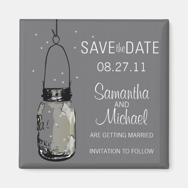 Firefly & Vintag Mason Jar Save the Date Magnet (Vorne)