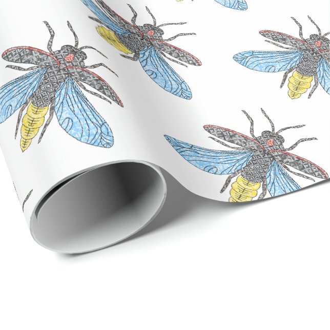 Firefly (weiß) - Wrapping Paper Geschenkpapier (Rolleneckpunkt)