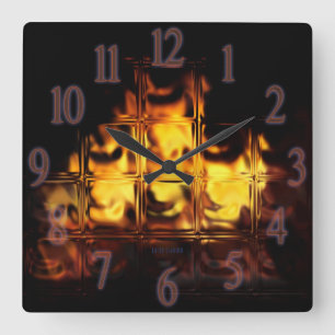 FireGlass Quadratische Wanduhr