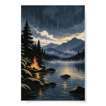 Firelight & Regen | Moderner Naturposter