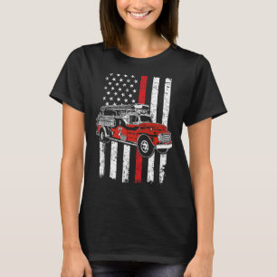 Fireman American Flag Red Line US Feuerwehrmann T-Shirt